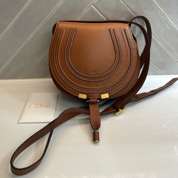 Chloe Handbags - Chloé Mini Marcie Crossbody Bag in Brown with Gold Hardware